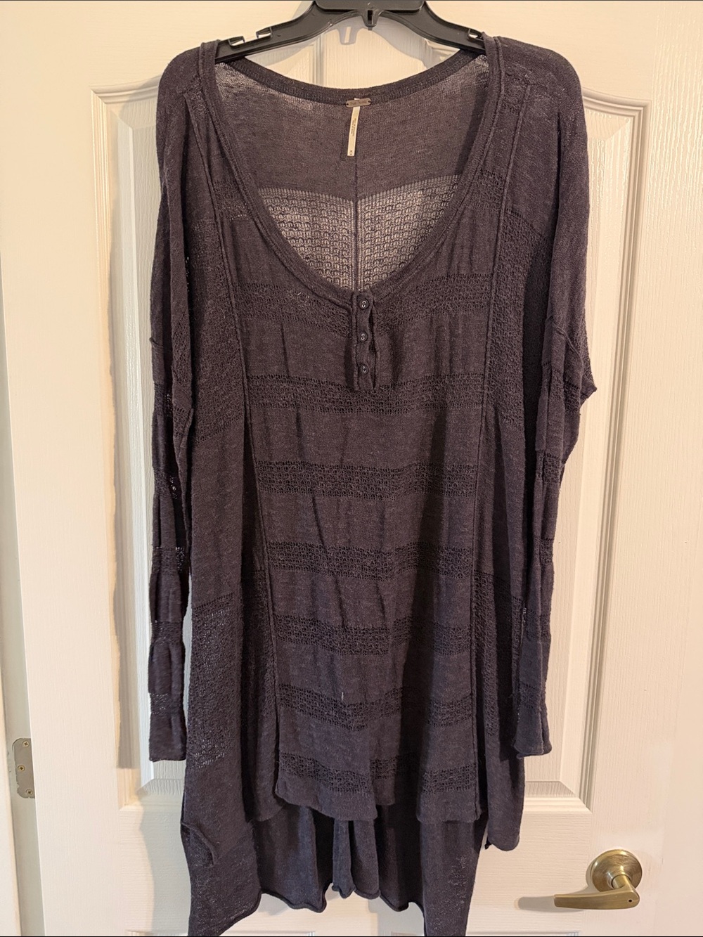 Free People Charcoal Knit Henley Tunic